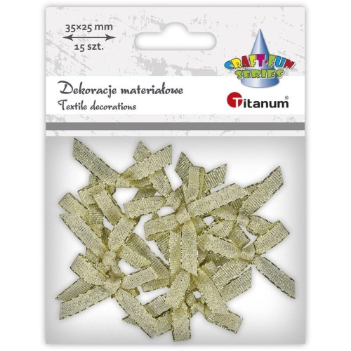 Kokardki materiałowe złote 35x25mm 15szt, Titanum