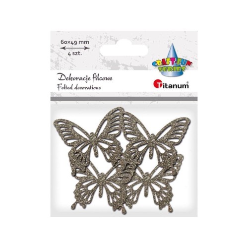 Dekoracje filcowe motyle 60x49mm 4szt, Titanum