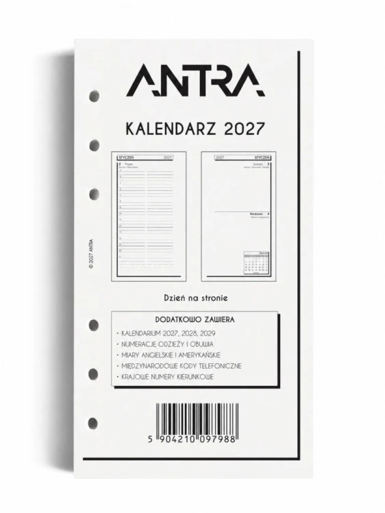 Wkład kalendarzowy 2027 Memofix B6 ST/DNS