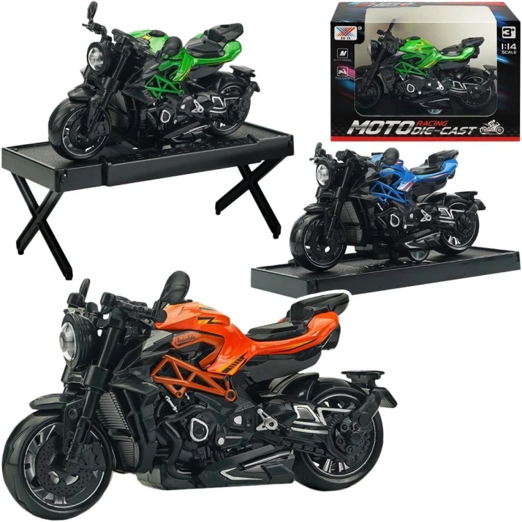 Motocykl metalowy napęd pull back, Trifox