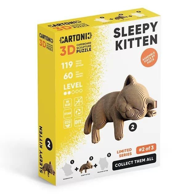 Puzzle 3D z kartonu Śpiący kotek, Kiddisvit