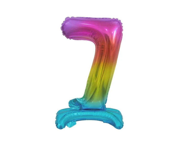 Balon foliowy B&C Cyfra stojąca 7 tęczowa 38cm