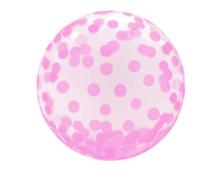 Balon Aqua kryształowy różowe grochy 37cm