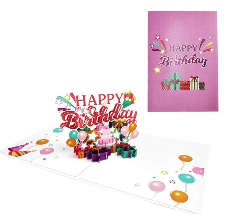 Karnet 12x18 cm + koperta 3D Happy Birthday