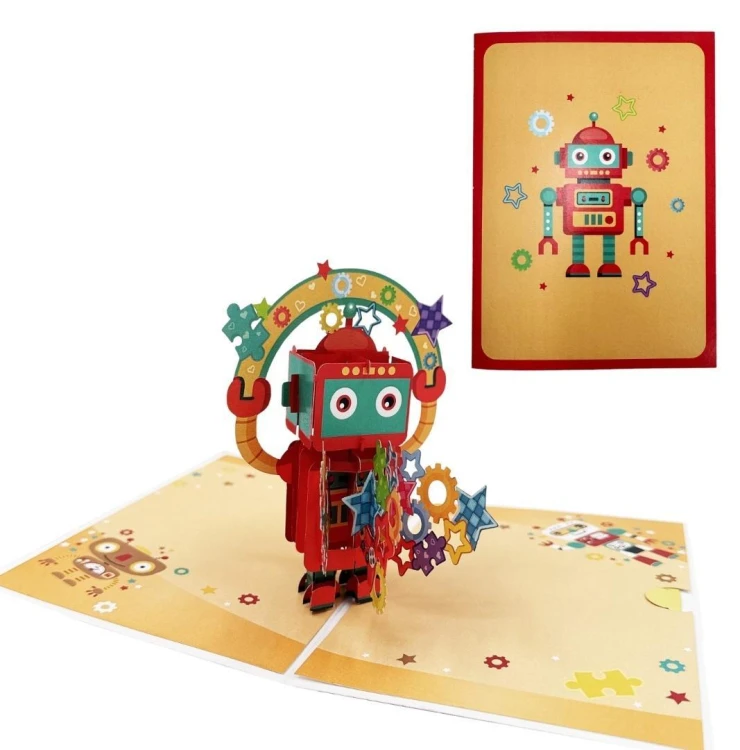 Karnet 12x18cm + koperta 3D Robot