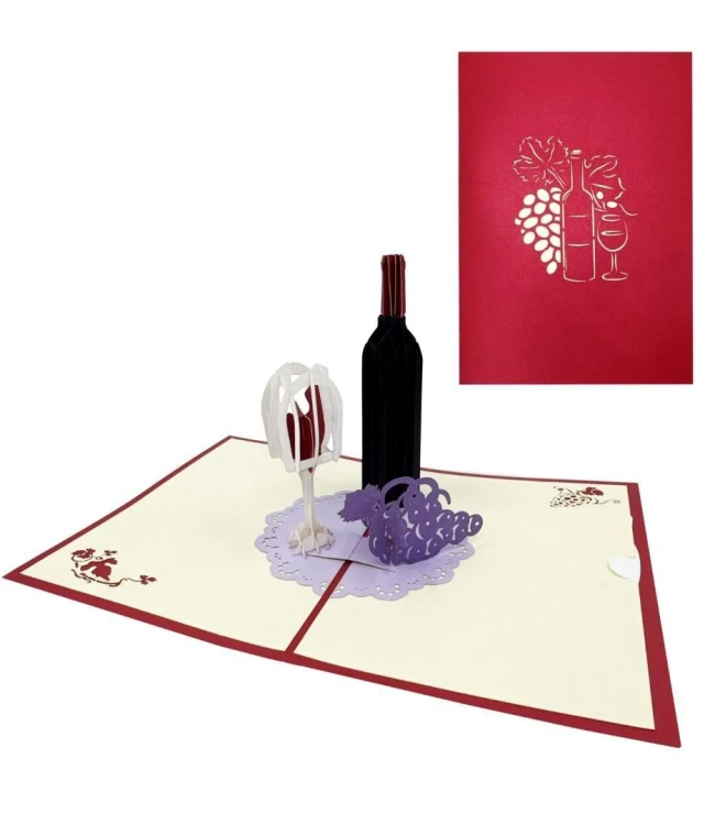Karnet 12x18cm + koperta 3D Butelka wina