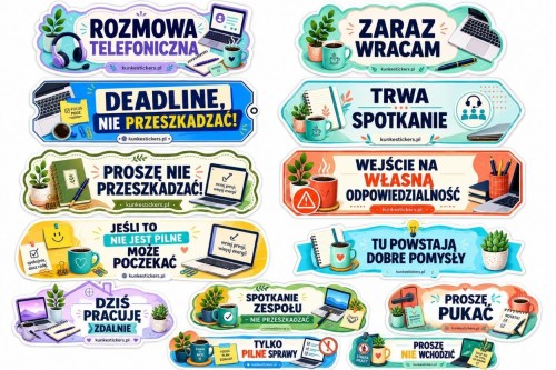 Naklejki napisy biurowe 15szt, Kunke