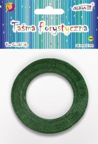 Taśma florystyczna zielona 12mmx25m, Aliga