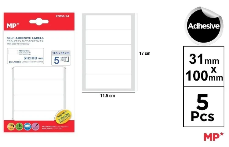 Etykiety samoprzylepne 31x100mm 5ark