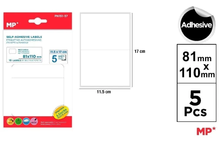 Etykiety samoprzylepne 53x82mm 5ark, MP Main Paper