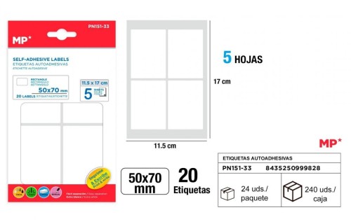 Etykiety samoprzylepne 50x70mm 5ark, MP Main Paper