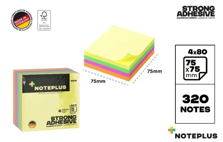 Karteczki samoprzylepne 75x75mm 80Kx4