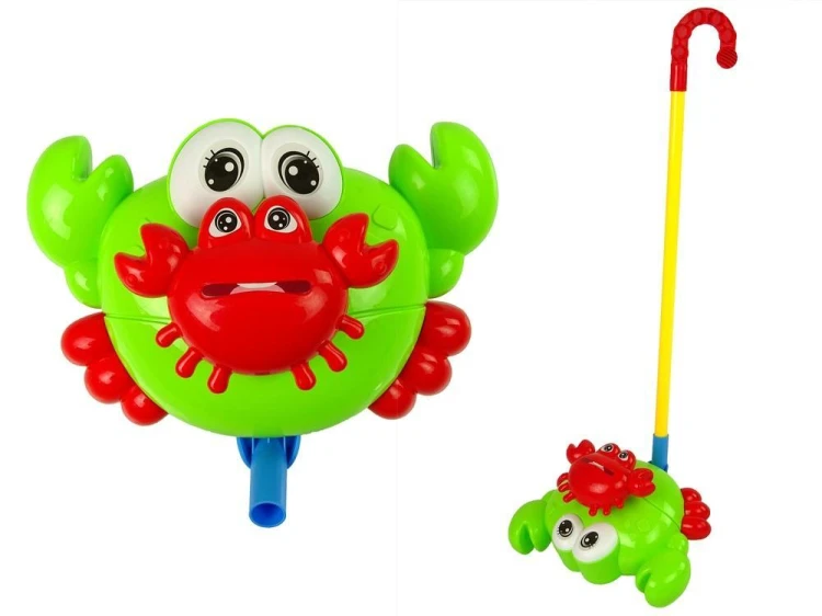 Pchacz na kiju krab zielony z dźwiękiem, Leantoys