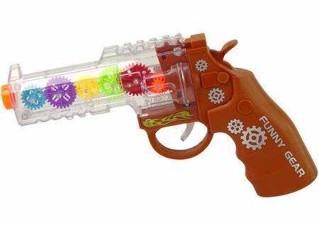Pistolet brązowy ze światłem i dźwiękiem, Leantoys