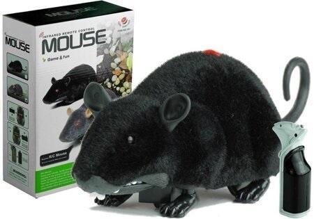 Mysz R/C na kółkach duża czarna, Leantoys