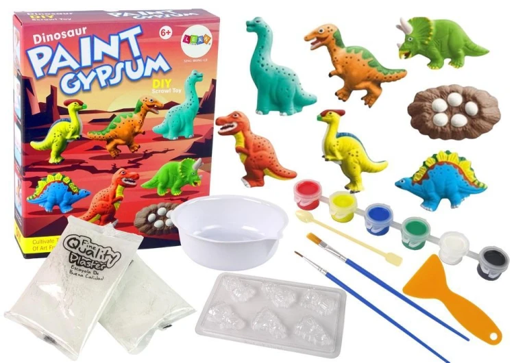 Odlewy gipsowe do malowanie Dinozaury, Leantoys