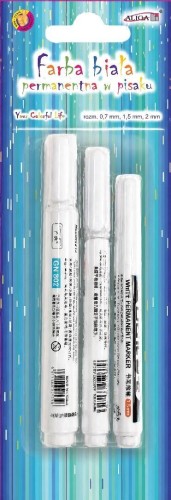 Farba permanentna w pisaku biała 0,7mm, 1,5mm, 2mm