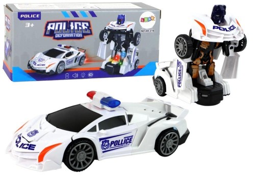 Radiowóz-robot biały 2w1 transformacja, Leantoys
