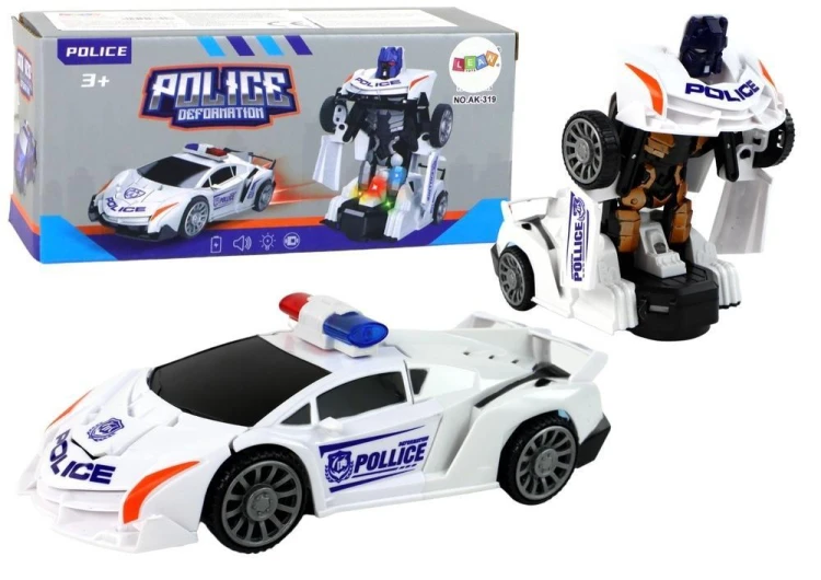 Radiowóz-robot biały 2w1 transformacja, Leantoys
