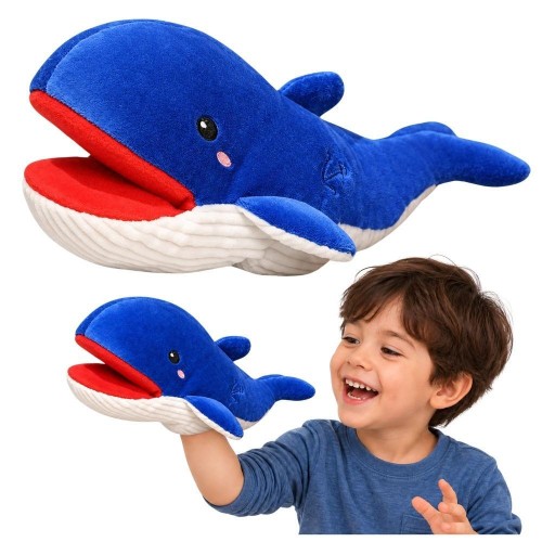 Wieloryb pluszowy pacynka 30cm, Leantoys