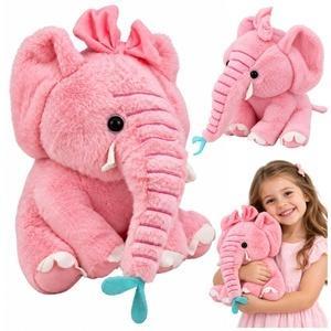 Pluszowy słonik z kokardką różowy 26cm, Leantoys