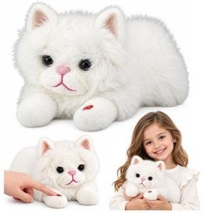 Pluszowy kotek z dzwiękami biały 40cm, Leantoys