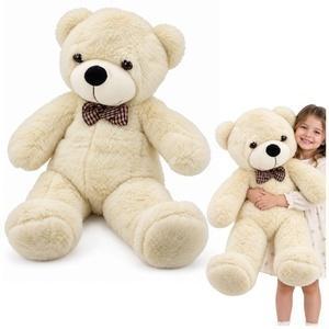 Pluszowy miś z kokardą kremowy 120cm, Leantoys