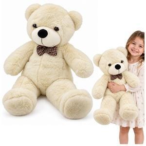 Pluszowy miś z kokardą kremowy 80cm, Leantoys