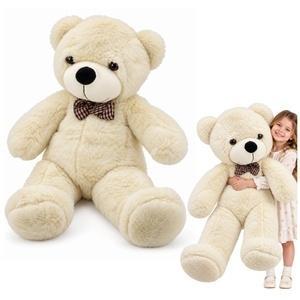 Pluszowy miś z kokardą kremowy 160cm, Leantoys