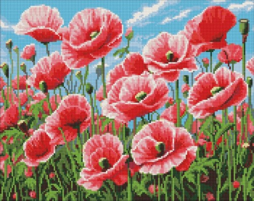 Diamentowa mozaika - Różowe maki 40x50cm, Ideyka