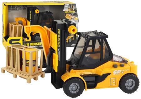 Wózek widłowy żółty 1:16 światło dźwięk, Leantoys