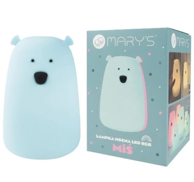 Lampka nocna LED Miś niebieski duży, Mary's