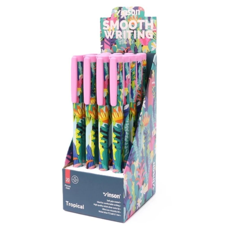Długopis z zatyczką Fashion Tropical nieb. (20szt)