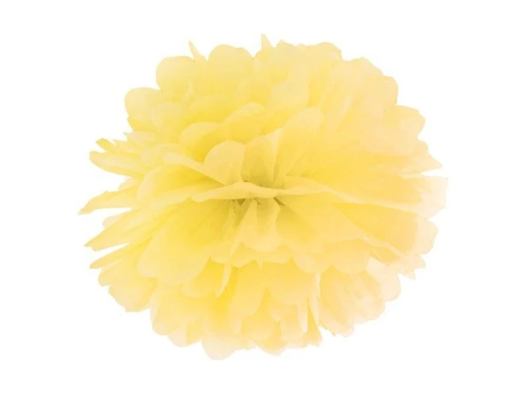 Pompon bibułowy żółty 25cm