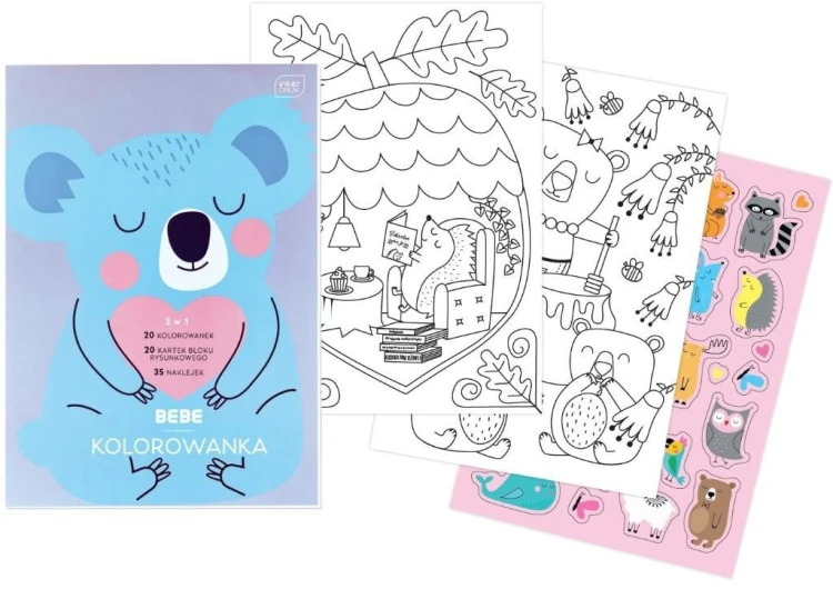 Kolorowanka z naklejkami A4/40K Bebe Kids pastel