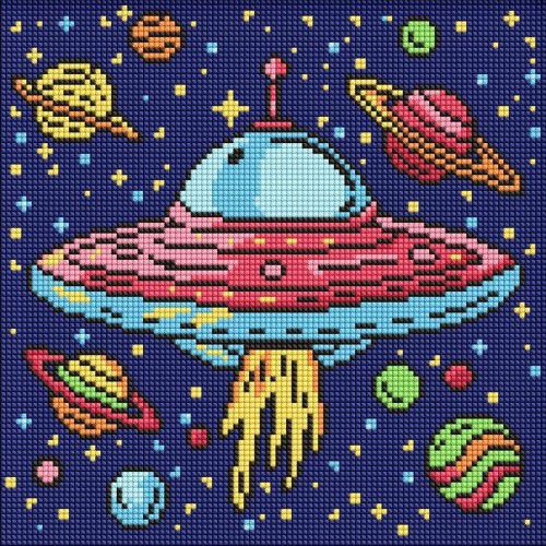 Diamentowa mozaika Kids - Kosmiczna podróż 30x30cm