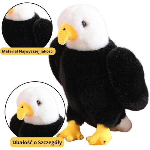 Maskotka Orzeł czarno biały 25cm, Leantoys