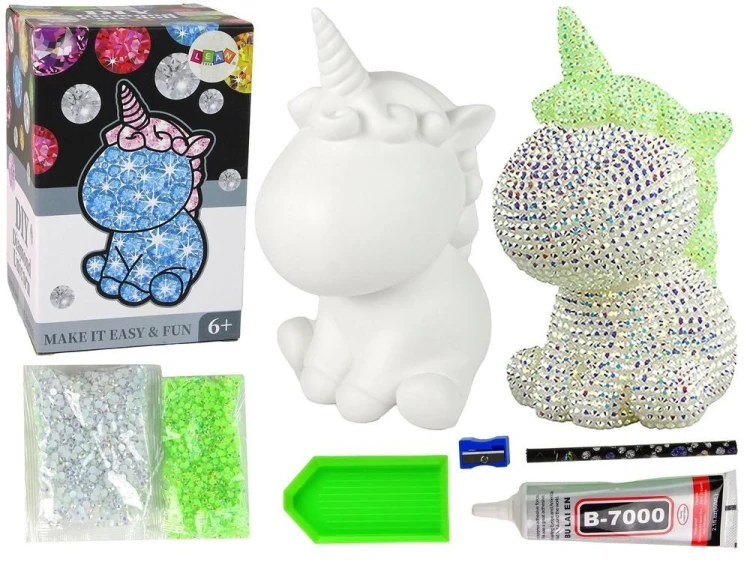 Jednorożec DIY diamenty kryształki zielone