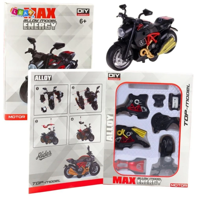 Motocykl do skręcania metalowy 1:14 czerwony