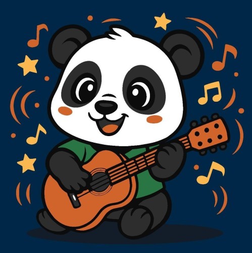 Malowanie po numerach - Panda z gitarą Kids