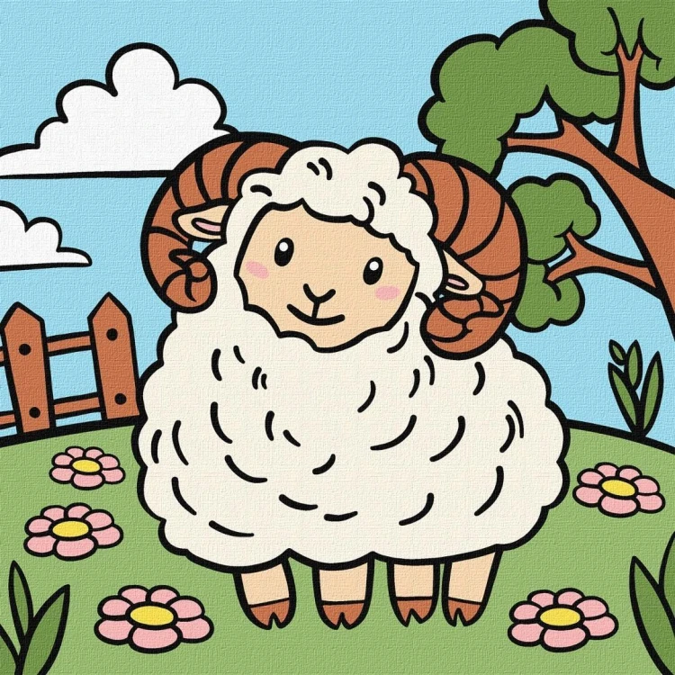 Malowanie po numerach - Baranek Kids 25x25cm