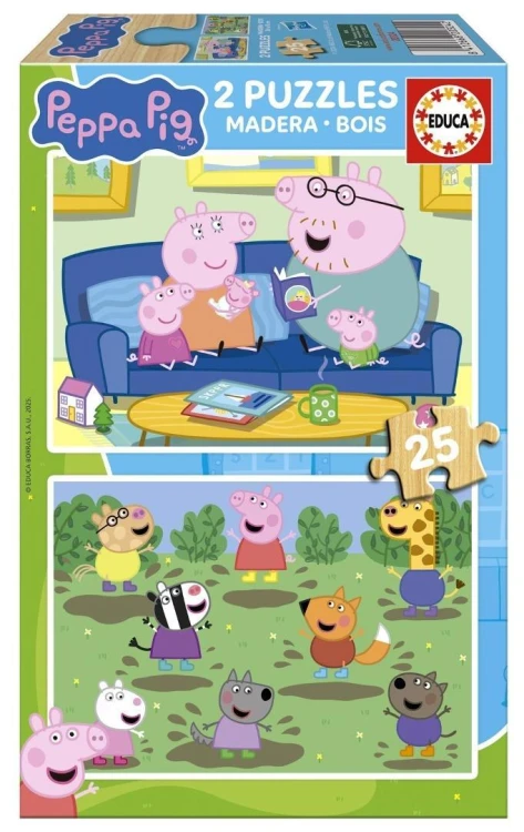 Puzzle 2x25 Świnka Peppa (drewniane), Educa
