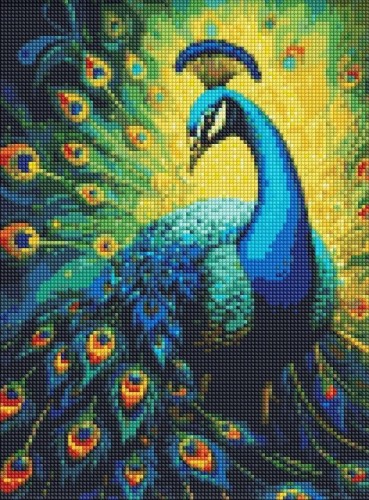 Diamentowa mozaika bez ramy - Elegancki paw 30x40