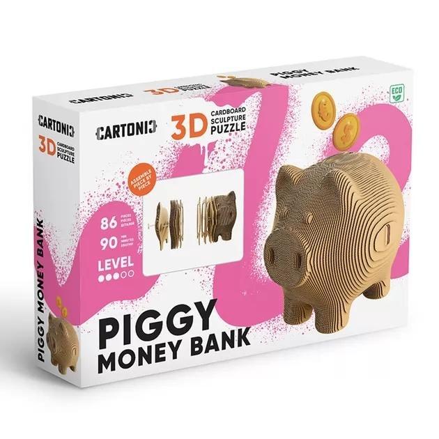 Puzzle 3D z kartonu Świnka skarbonka, Kiddisvit
