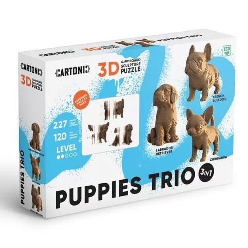 Puzzle 3D z kartonu Trio Szczeniaki, Kiddisvit