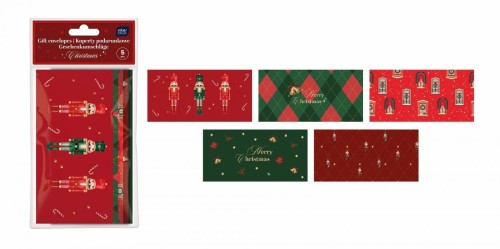 Koperty podarunkowe 22x11cm Christmas 5szt