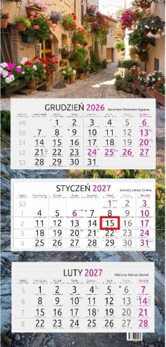Kalendarz 2027 trójdzielny gł.płaska Uliczka