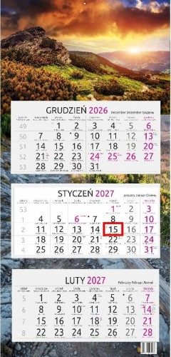Kalendarz 2027 trójdzielny gł. płaska Wschód