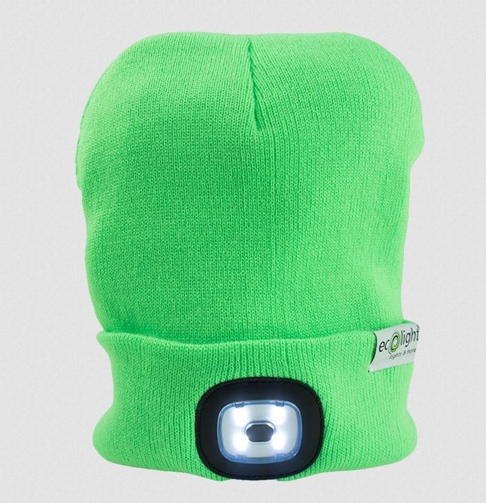 Czapka z latarką LED Zielona 1W 6000K