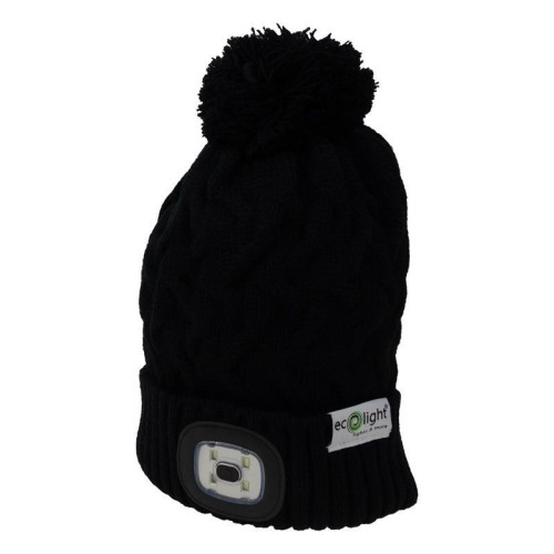 Czapka zimowa z latarką LED czarna 1W 6000K